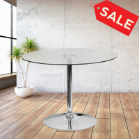Flash Furniture CH-8-GG 39.25'' Round Glass Table With 29'' H Chrome Base in Clear